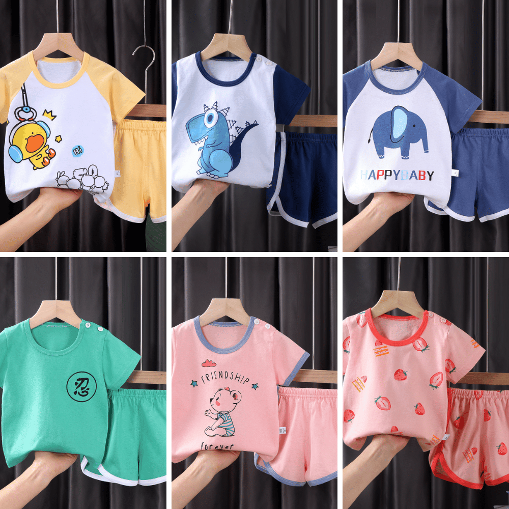 Cute printed kids summer outfit for boys and girls