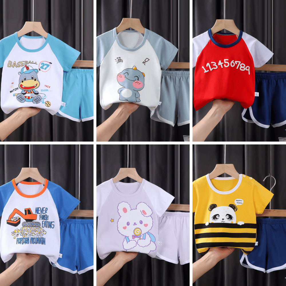 Korean style cotton short sleeve suit for children