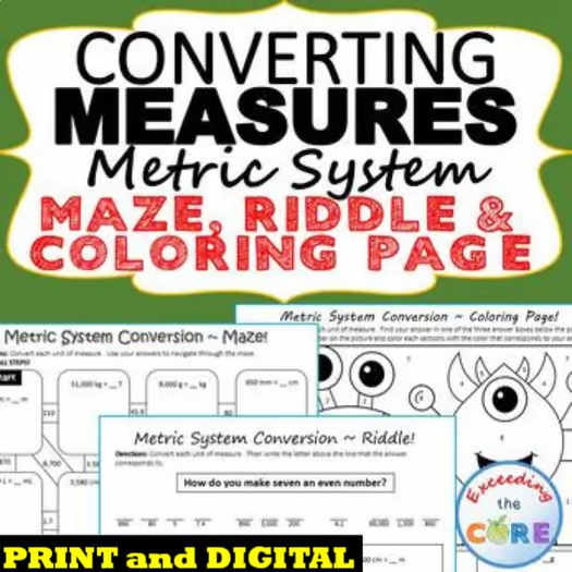 CONVERT METRIC UNITS OF MEASURE Maze, Riddle & Color by Number |Print or Digital