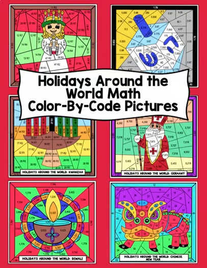 Holiday Activities: 4th Grade Math Holidays Around The World Color By Number