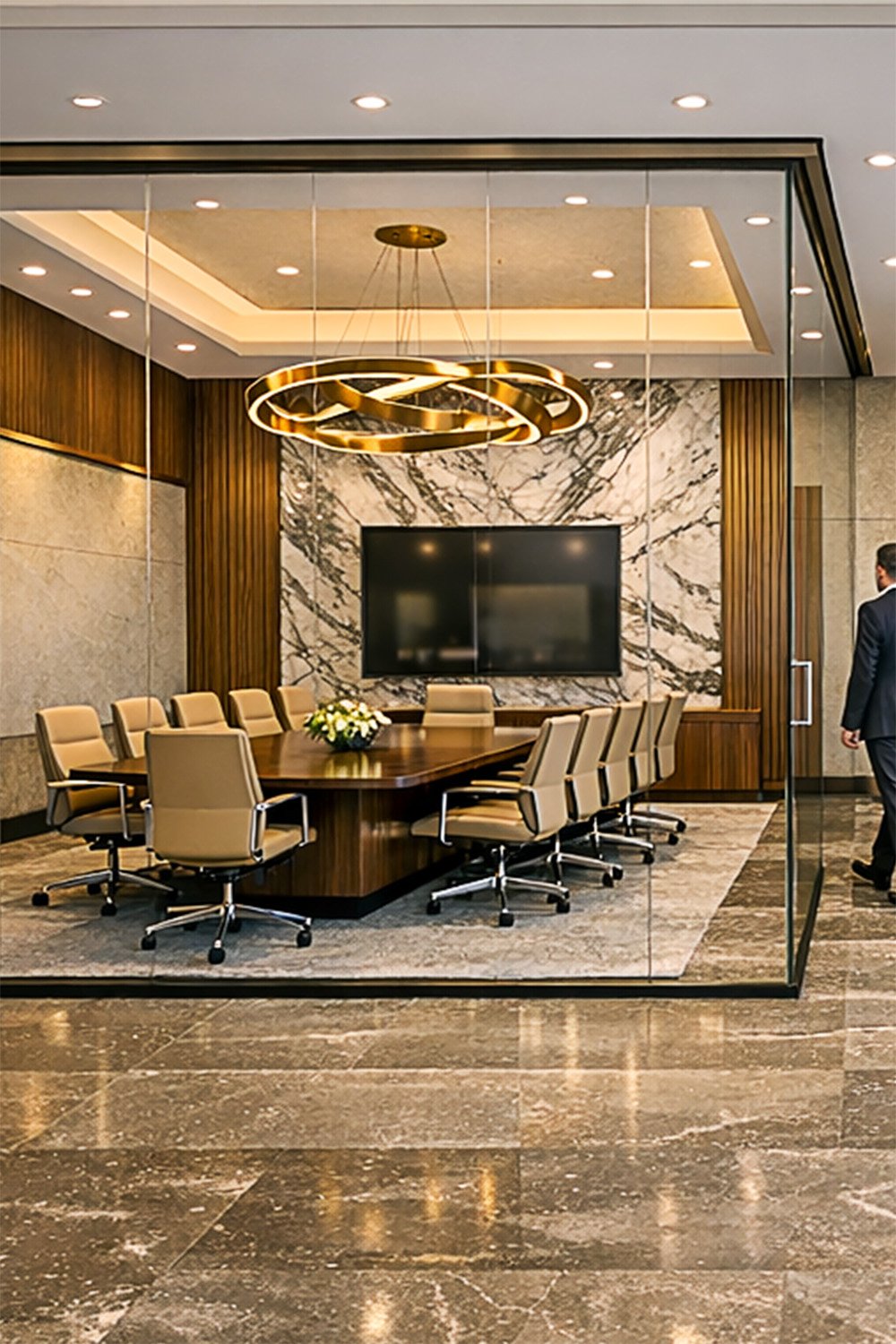 luxury office interior, executive boardroom design, glass meeting room, corporate office design, modern workspace interior, luxury commercial interior, walnut office design, marble feature wall, CEO office inspiration, high end office interior, architectu