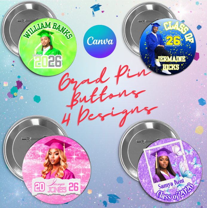 The Grad Pop™ Button Bundle – Set of 4 (Editable Canva Templates) - Payhip