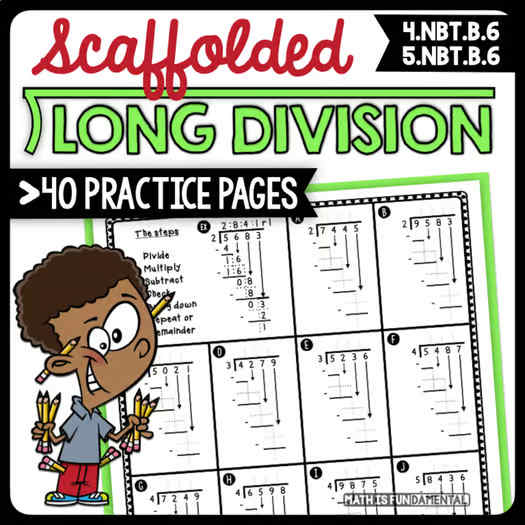 Scaffolded Long Division Practice Pages - a unit of differentiated worksheets