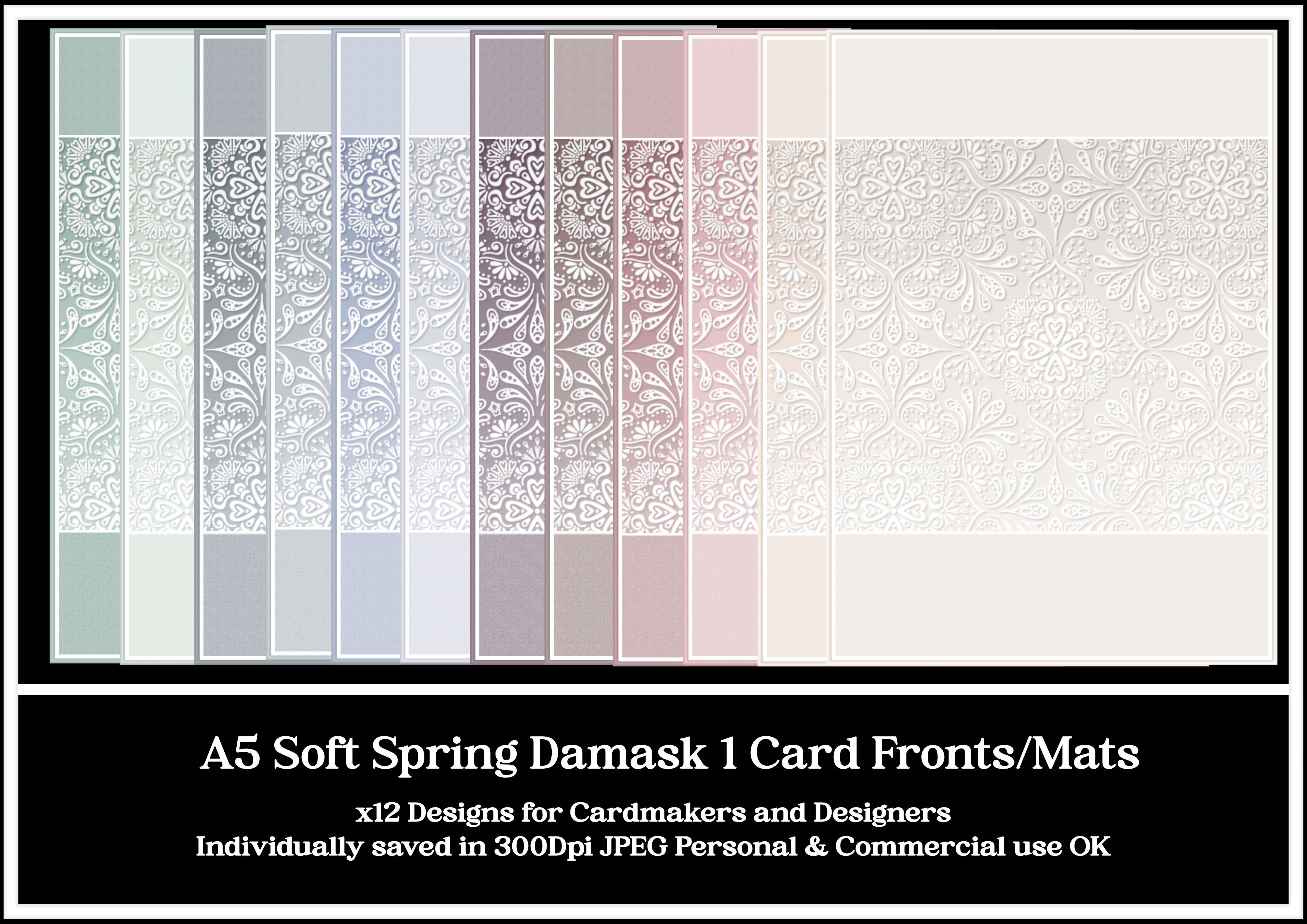 A5 Soft Spring Damask Card Fronts / Mats 1 - Payhip