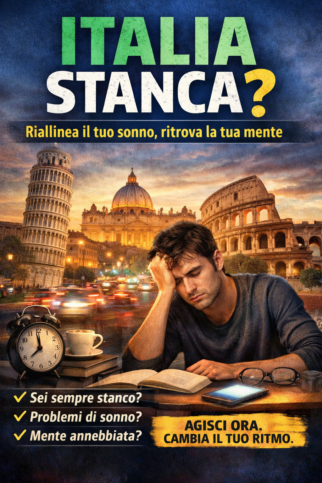sonno e salute mentale, cronobiologia italiana, disturbi del sonno giovani, declino cognitivo precoce, ansia e insonnia cause, ritmo circadiano sfasato, stanchezza cronica Italia, come dormire meglio naturalmente, jet lag sociale Italia, melatonina e luce