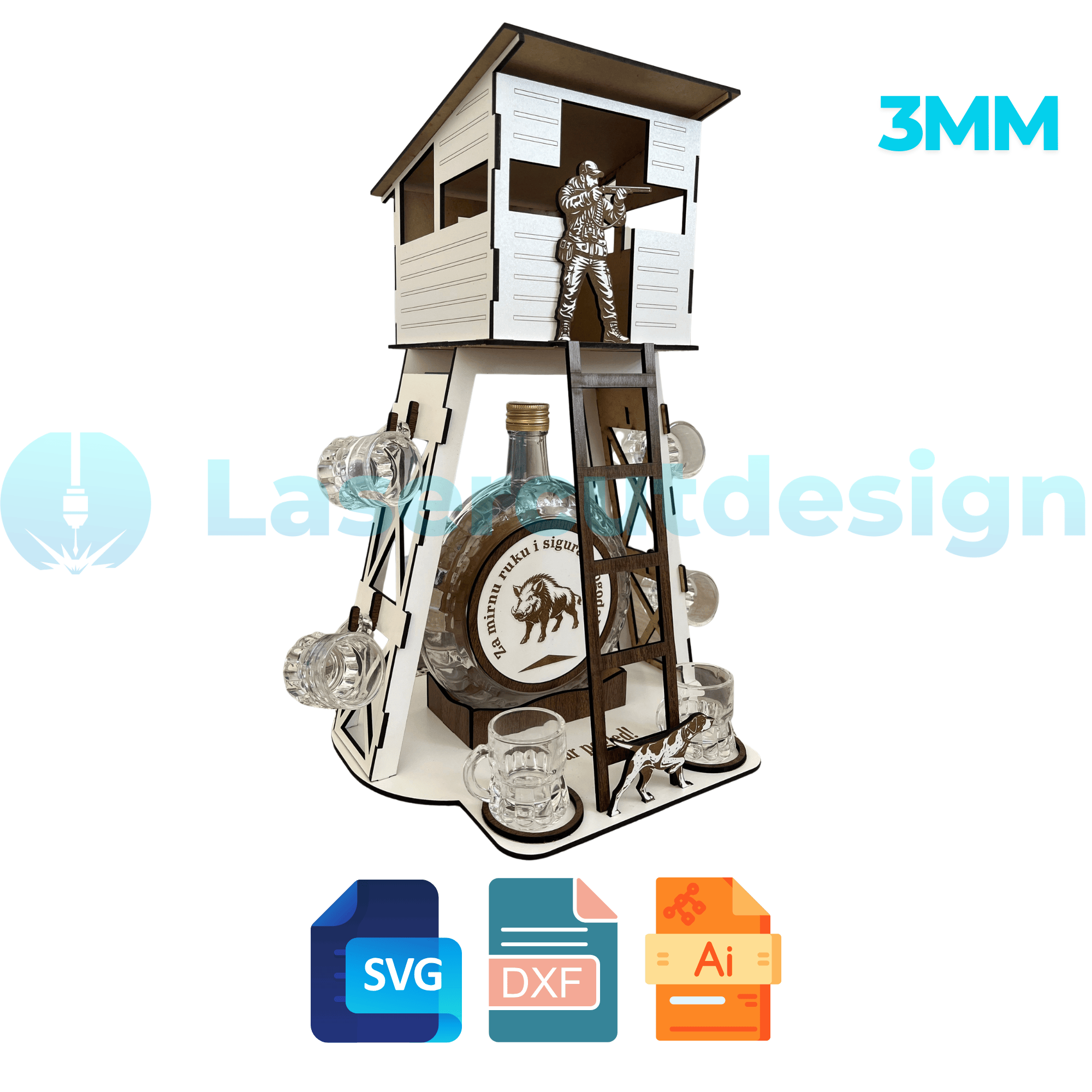 Mini Dxf Lovacka Ceka - Hunting Mini Bar SVG | Hunter Gift Laser Cut File 3mm ...