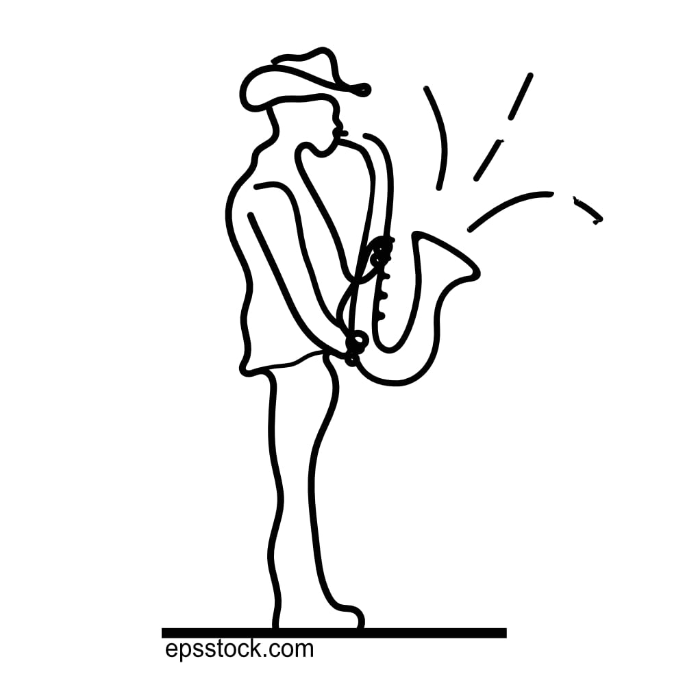A drawing of a saxophonist