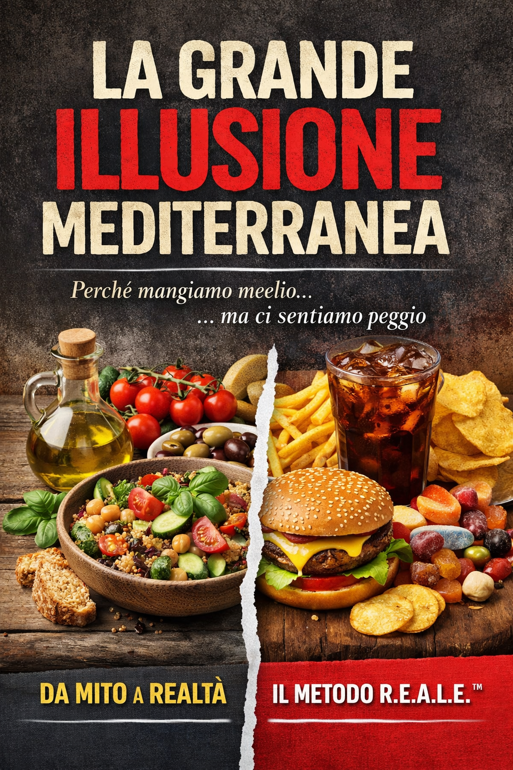 dieta mediterranea moderna, alimenti ultra processati Italia, infiammazione silenziosa alimentazione, microbiota e cervello dieta, carico glicemico pasta pane, cibi industriali nascosti, salute metabolica Italia, energia mentale e alimentazione, dieta med