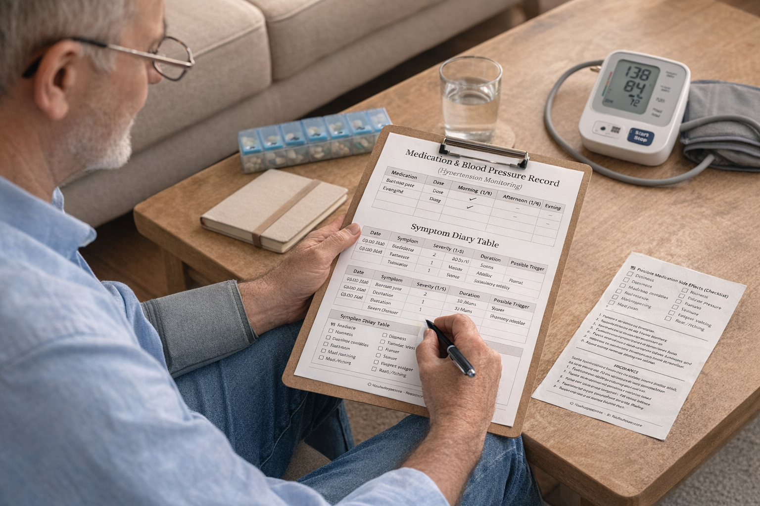 Hypertension Monitoring Record | Medication & Blood Pressure Log ...