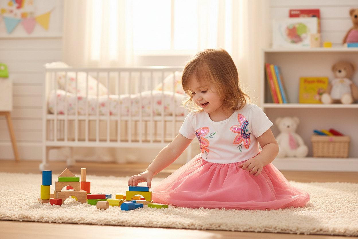 Girls floral sequin tulle dress with cotton lining for ages 2Y to 7Y