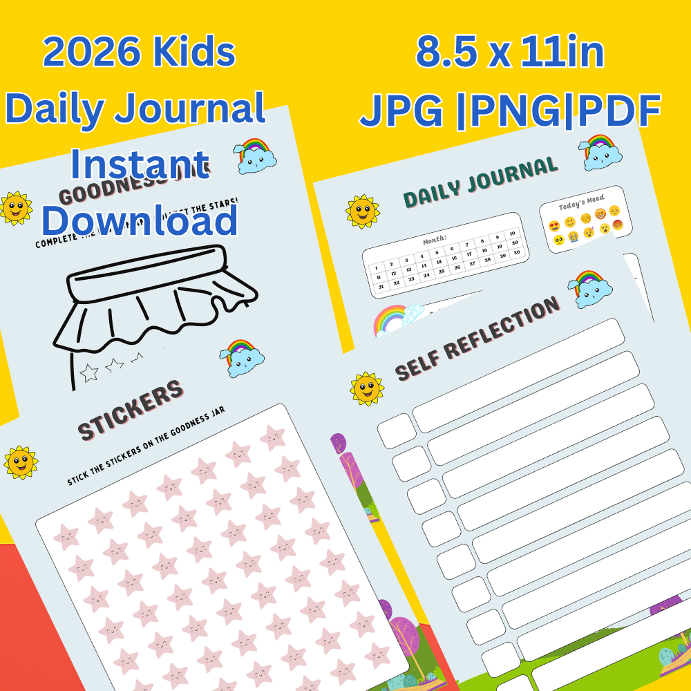 Children’s daily planner 2026 printable journal instant download