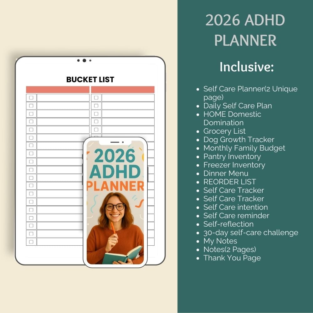 2026 focus planner for ADHD organization and goal tracking