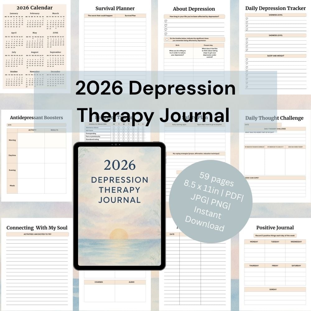 2026 mental health and self-care journal instant digital download