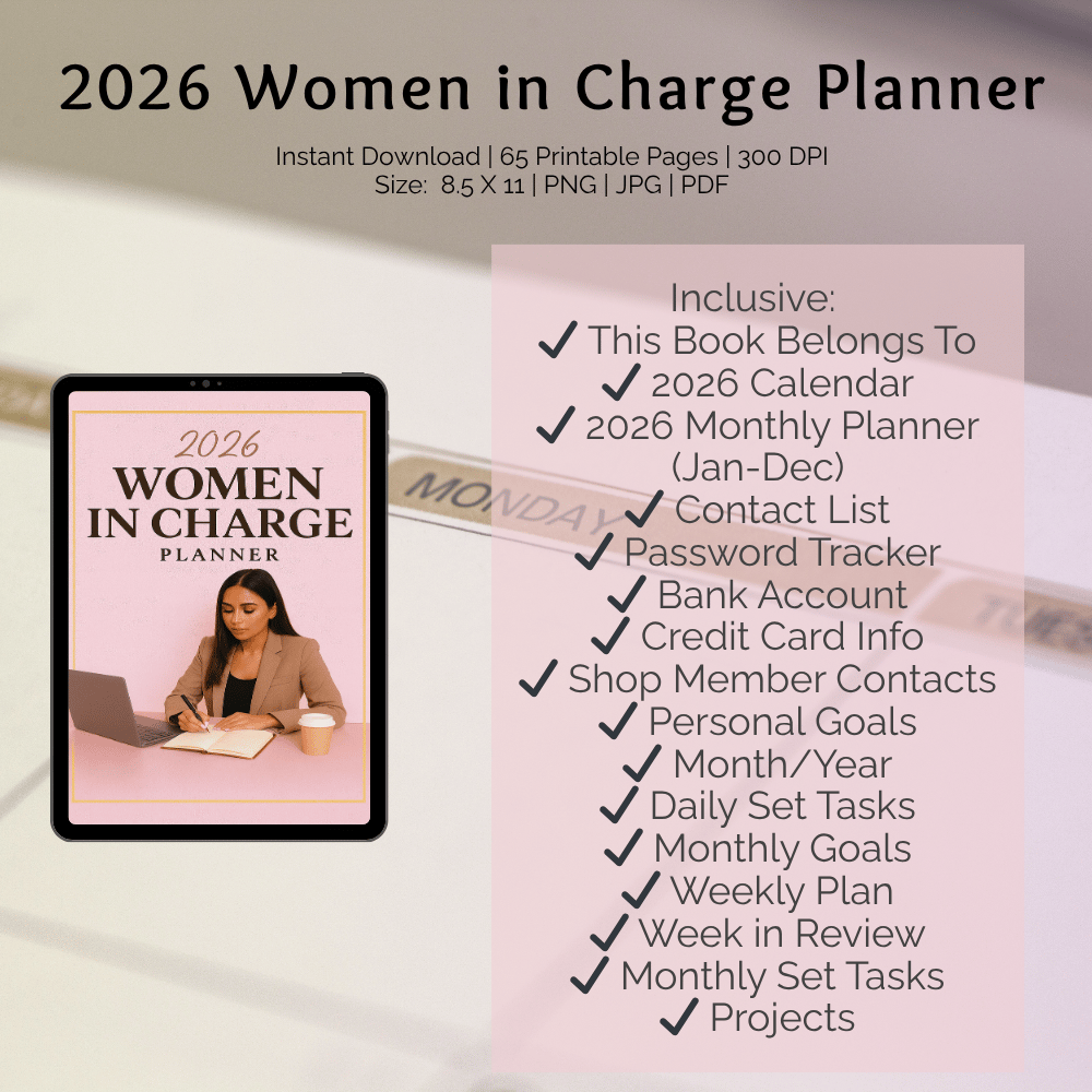 Empowerment planner for women 2026 instant download PDF JPG PNG
