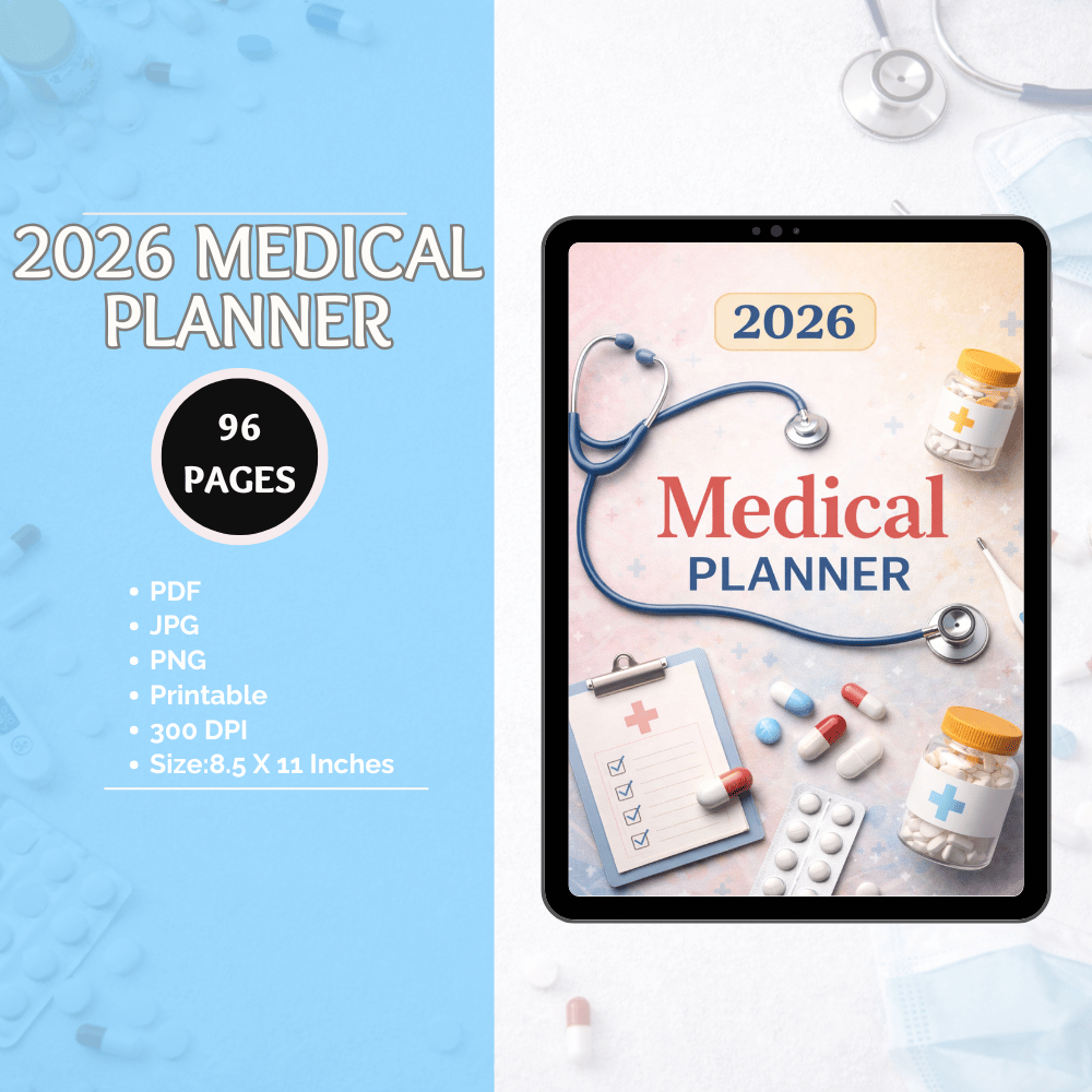 2026 medical planner printable health medication appointment tracker