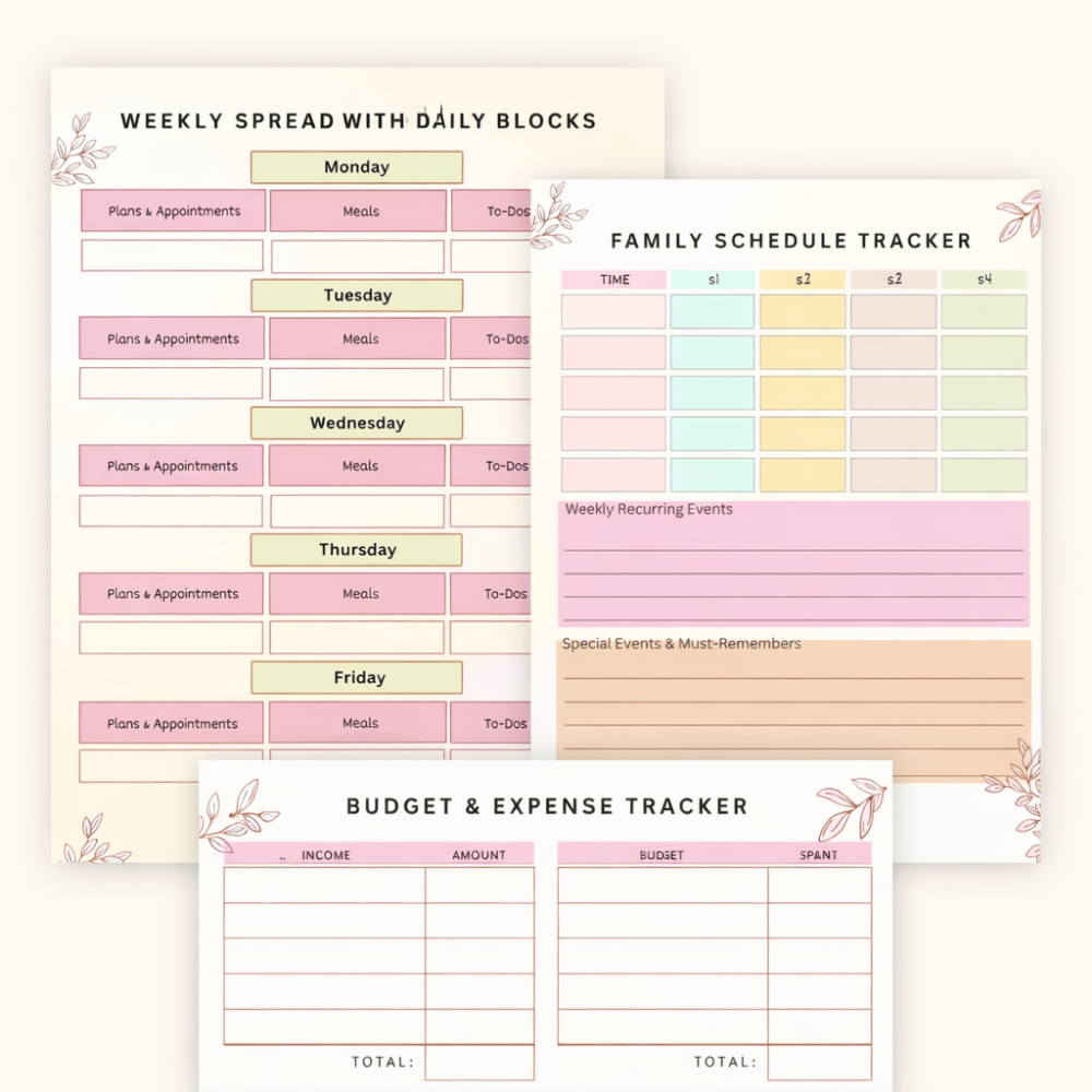 2026 family organizer printable for moms instant download