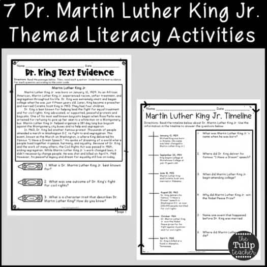 Martin Luther King Jr. Activities for Math, Reading, ELA 3rd and 4th Grade
