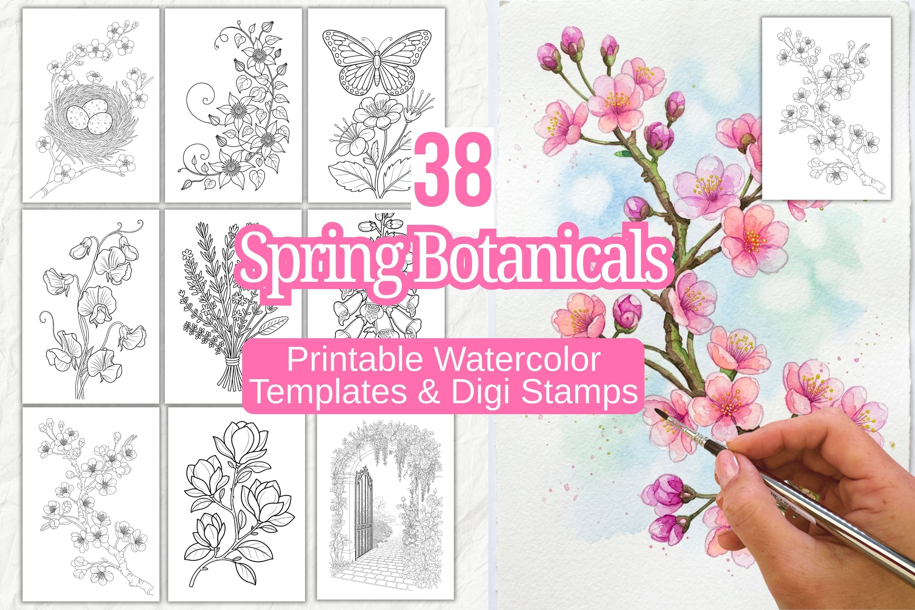 Spring Botanical Watercolour Templates