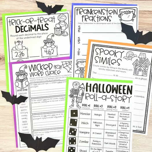 Halloween Activities | Math & Language Arts Worksheets | Writing Prompts
