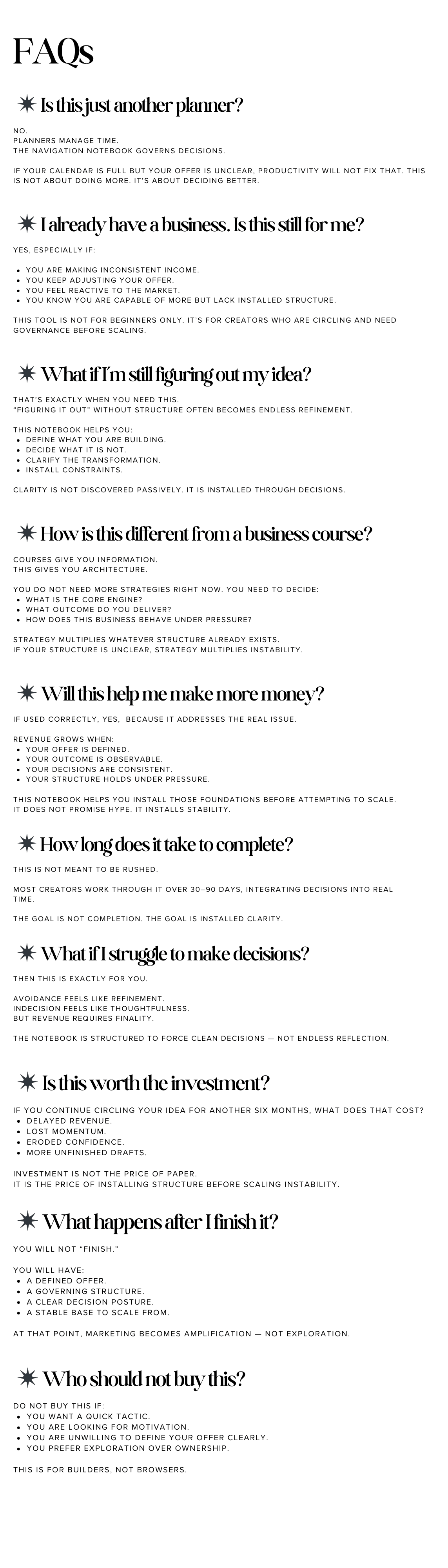 The Navigation Notebook FAQs