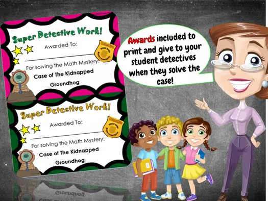 4th Grade Groundhog Day Math Mystery Activity - Printable & Digital Worksheets