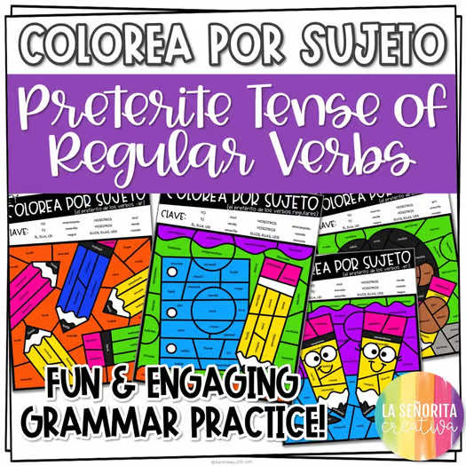 Regular Preterite Verbs Spanish Verb Conjugation Coloring Emergency Sub Plan
