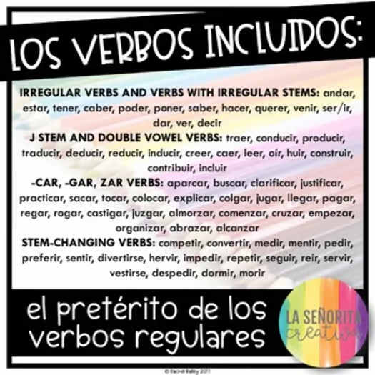 Regular Preterite Verbs Spanish Verb Conjugation Coloring Emergency Sub Plan