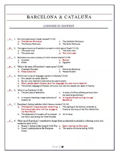 DISTANCE BUNDLE Spanish Culture Worksheets: Rick Steves Barcelona and Cataluña