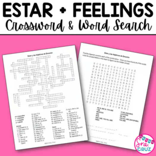 Spanish Verb Estar Worksheets BUNDLE Notes Practice Activities Puzzles and Quiz
