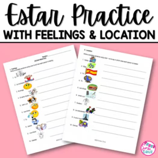 Spanish Verb Estar Worksheets BUNDLE Notes Practice Activities Puzzles and Quiz