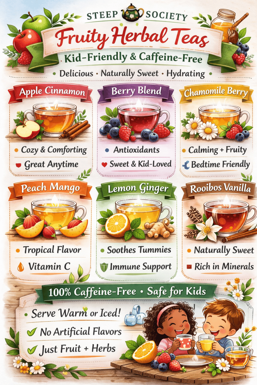 Fruity Herbal Teas, Kid-Friendly & Caffeine-Free