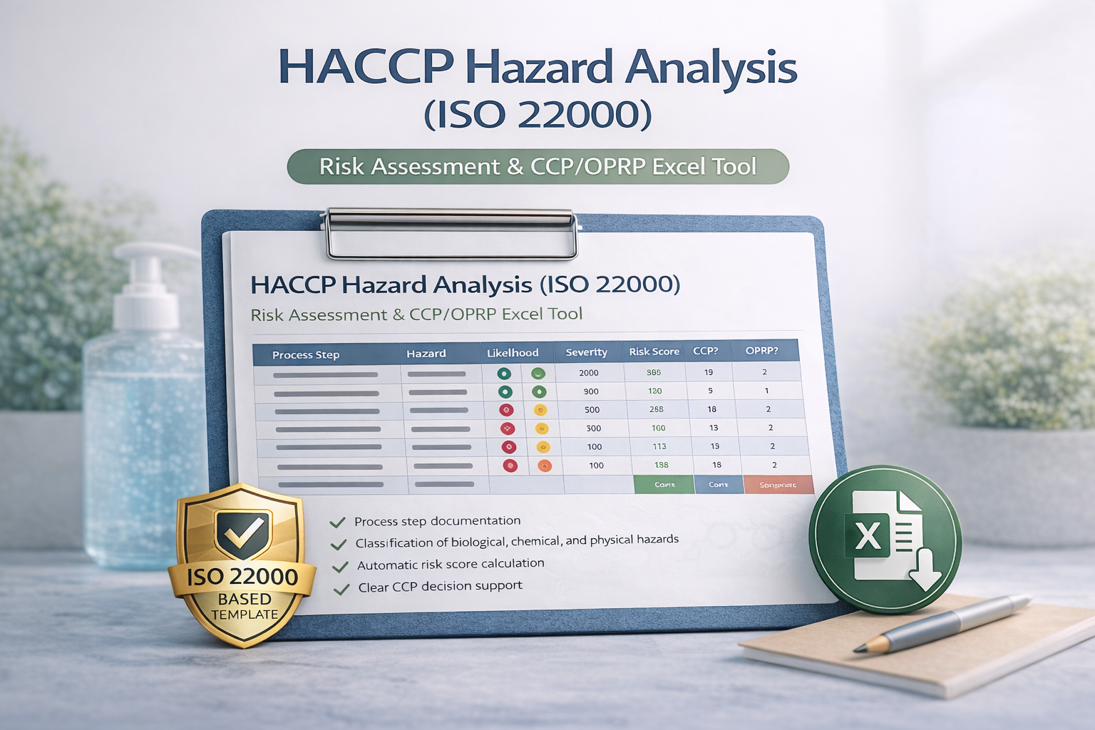 Structured Risk Analysis Documentation HACCP Hazard Analysis Template (ISO 22000) | Risk Assessment & CCP/OPRP ...