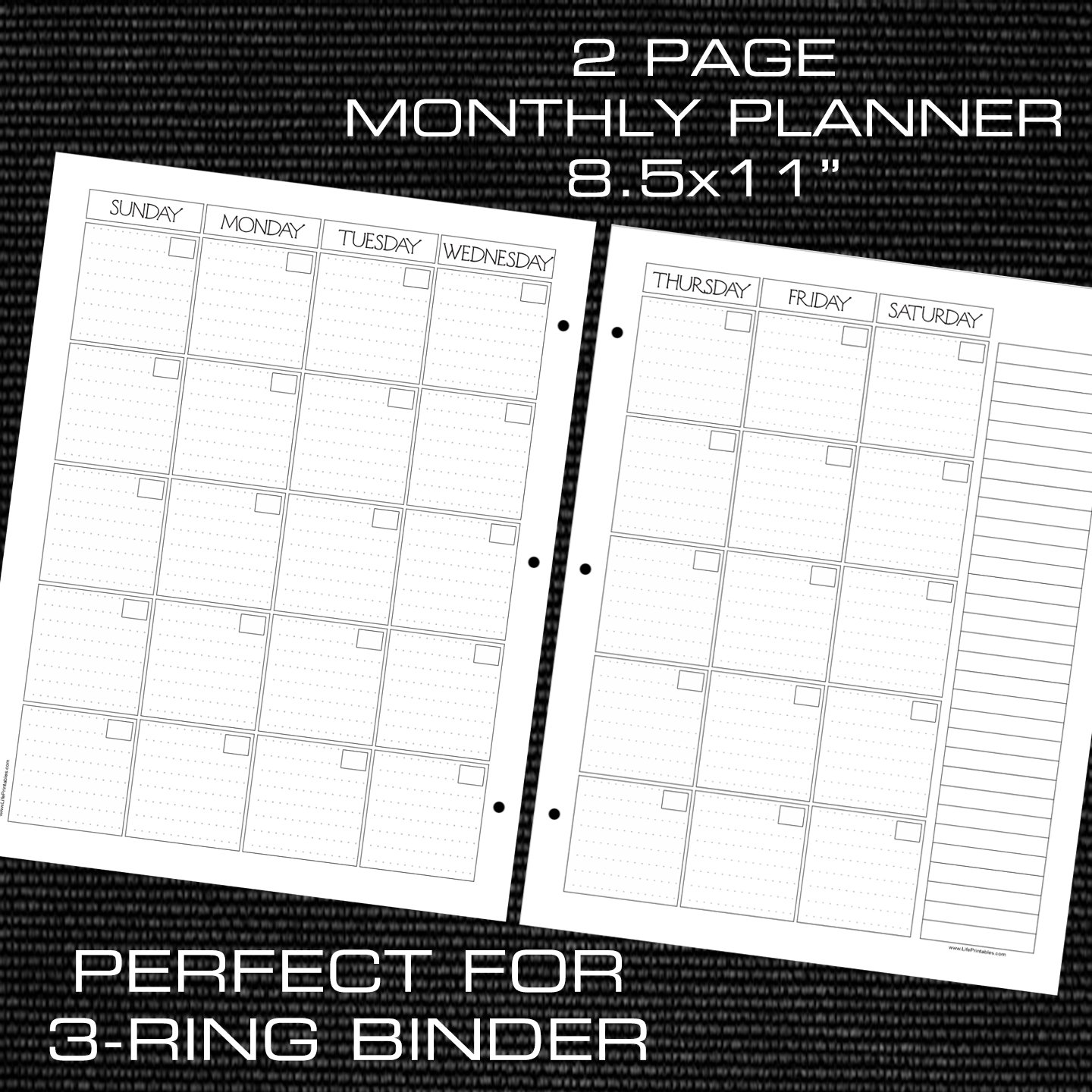 2 Page Monthly Planner