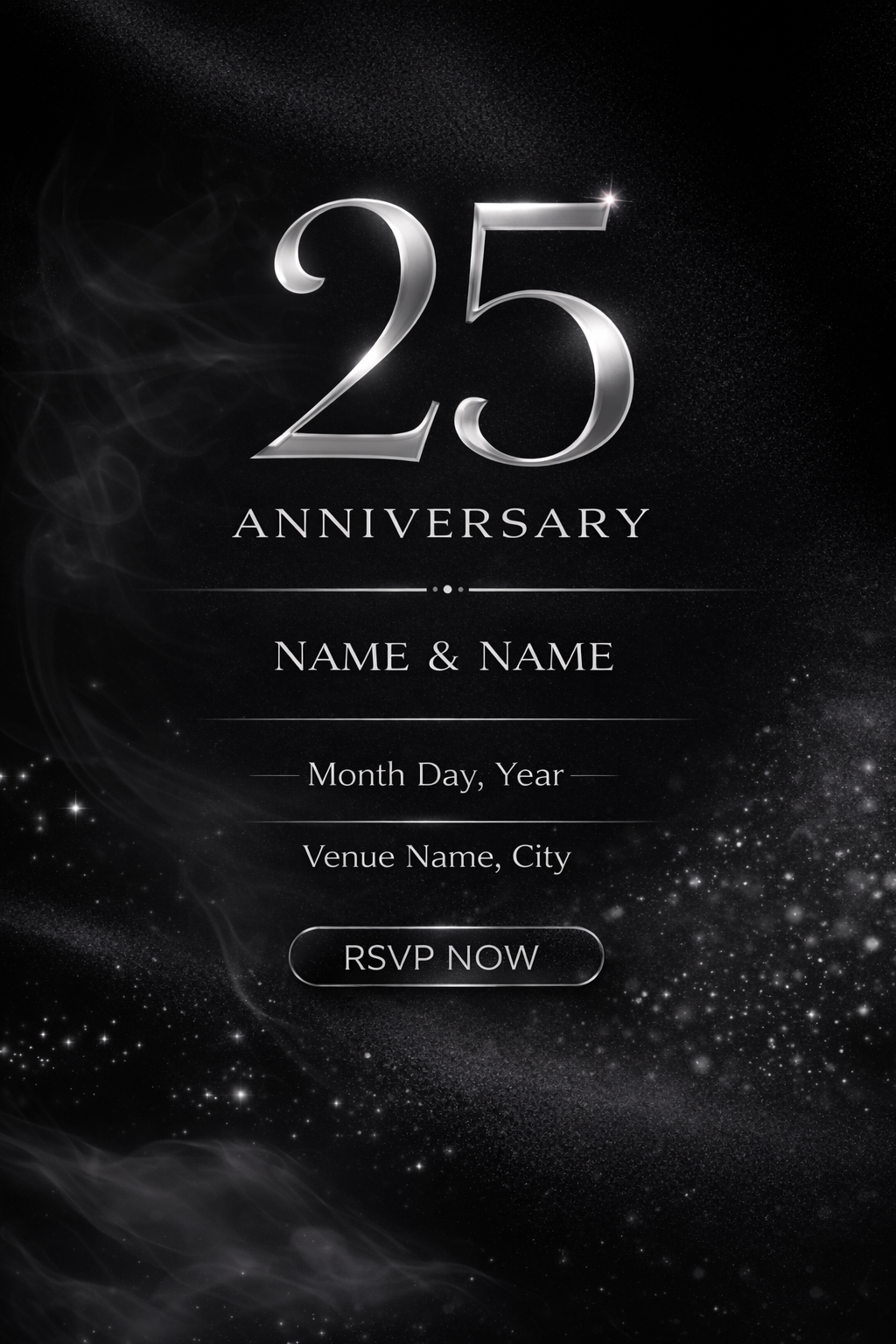 25th wedding anniversary digital invitation design editable in Canva