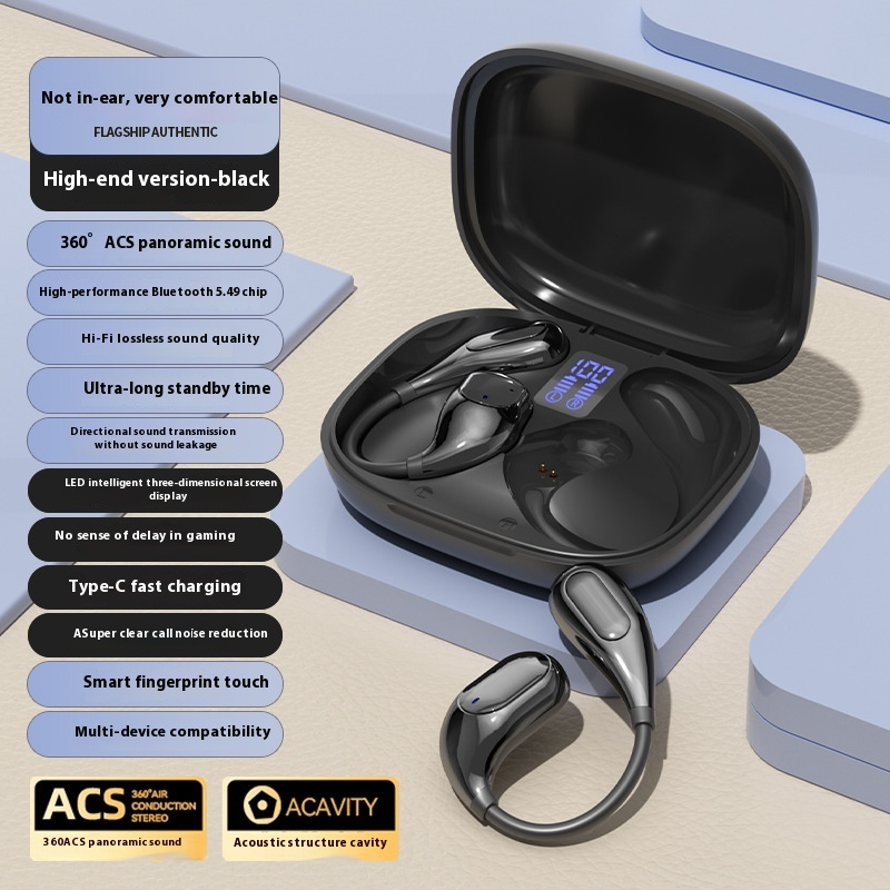Wireless open-ear sports headset with stable fit