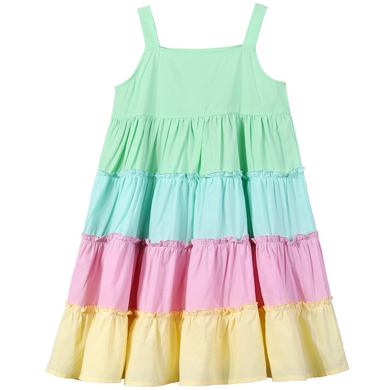 Sleeveless rainbow dress for kids casual summer wear