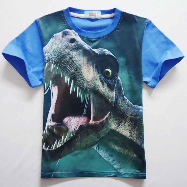 Boys round neck dinosaur T-shirt short sleeve cartoon tee