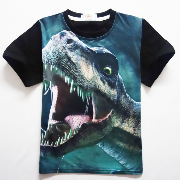 Children dinosaur round neck T-shirt soft cotton top
