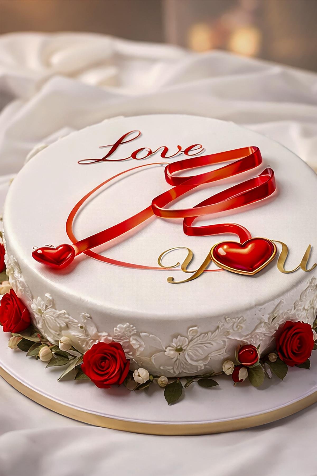 Luxury 3D gold “Love” script with red glossy spiral ribbon and glowing heart accents. High-end romantic artwork inspired by fine jewelry aesthetics. Perfect for wedding invitations, Valentine’s Day designs, anniversary prints, engagement announcements, an