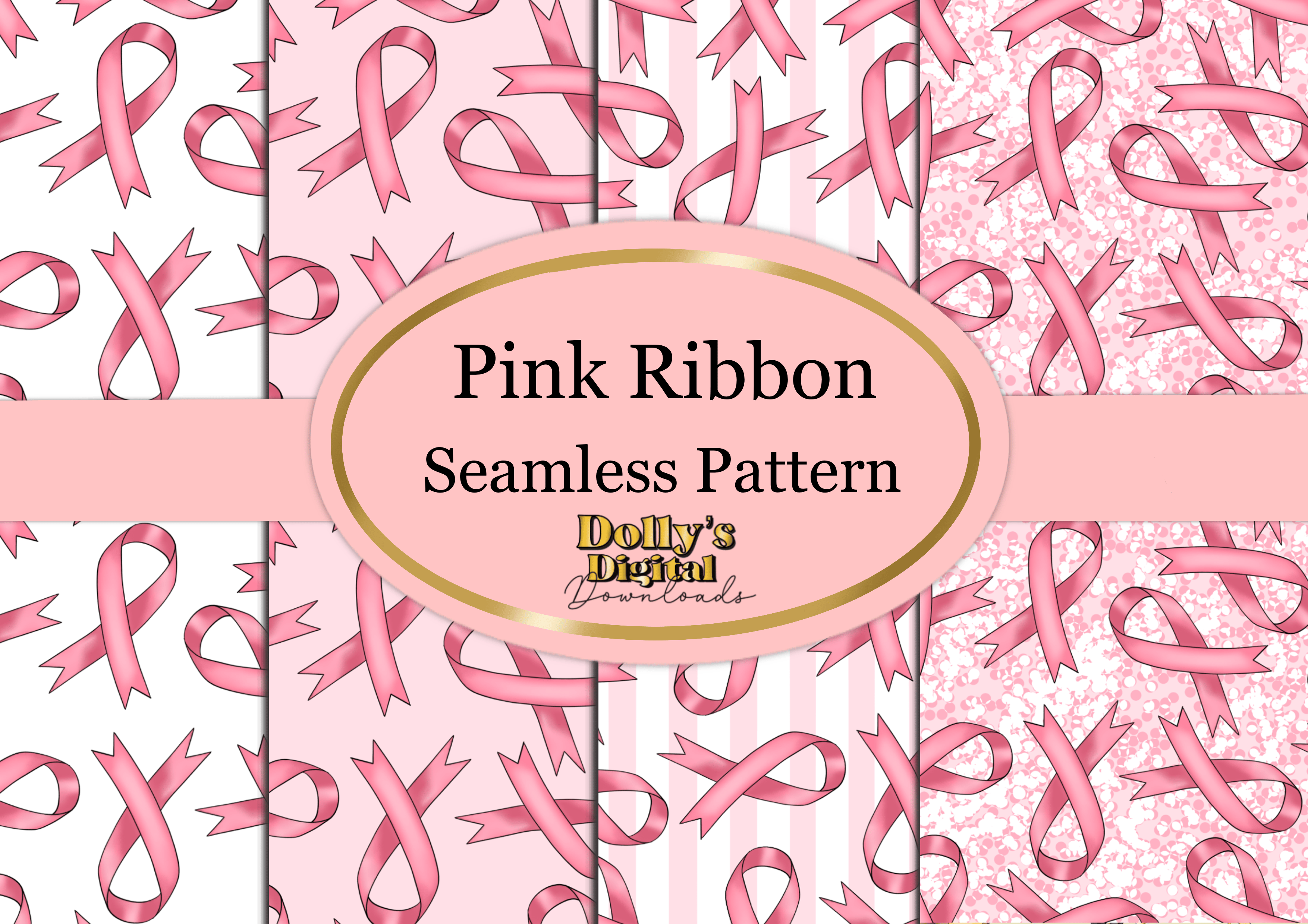 Digital Ribbon Pattern Pink Ribbon Seamless Patterns - Payhip