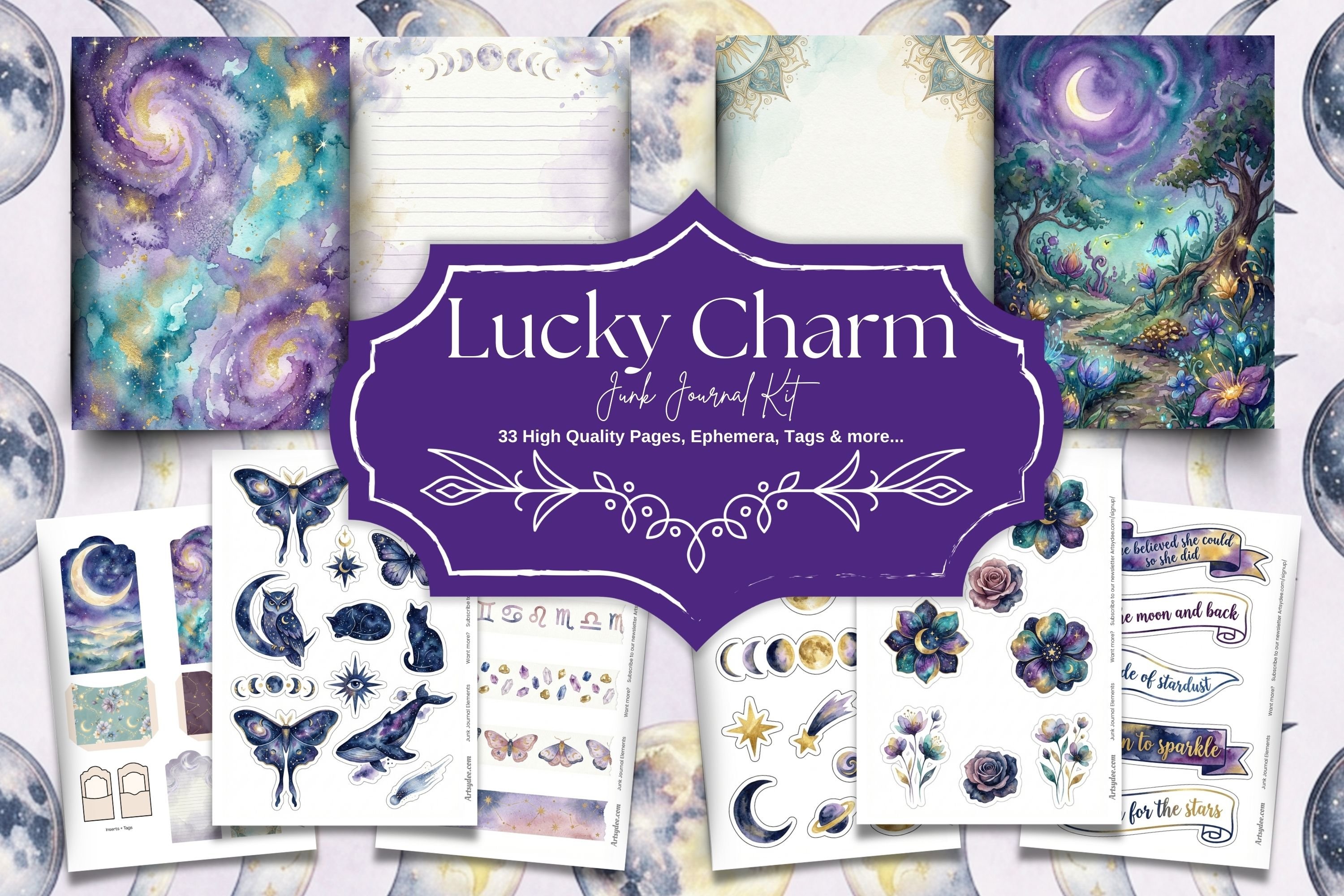 Celestial Magic Junk Journal Kit Printable | 33 Pages Moon Stars Galaxy ...