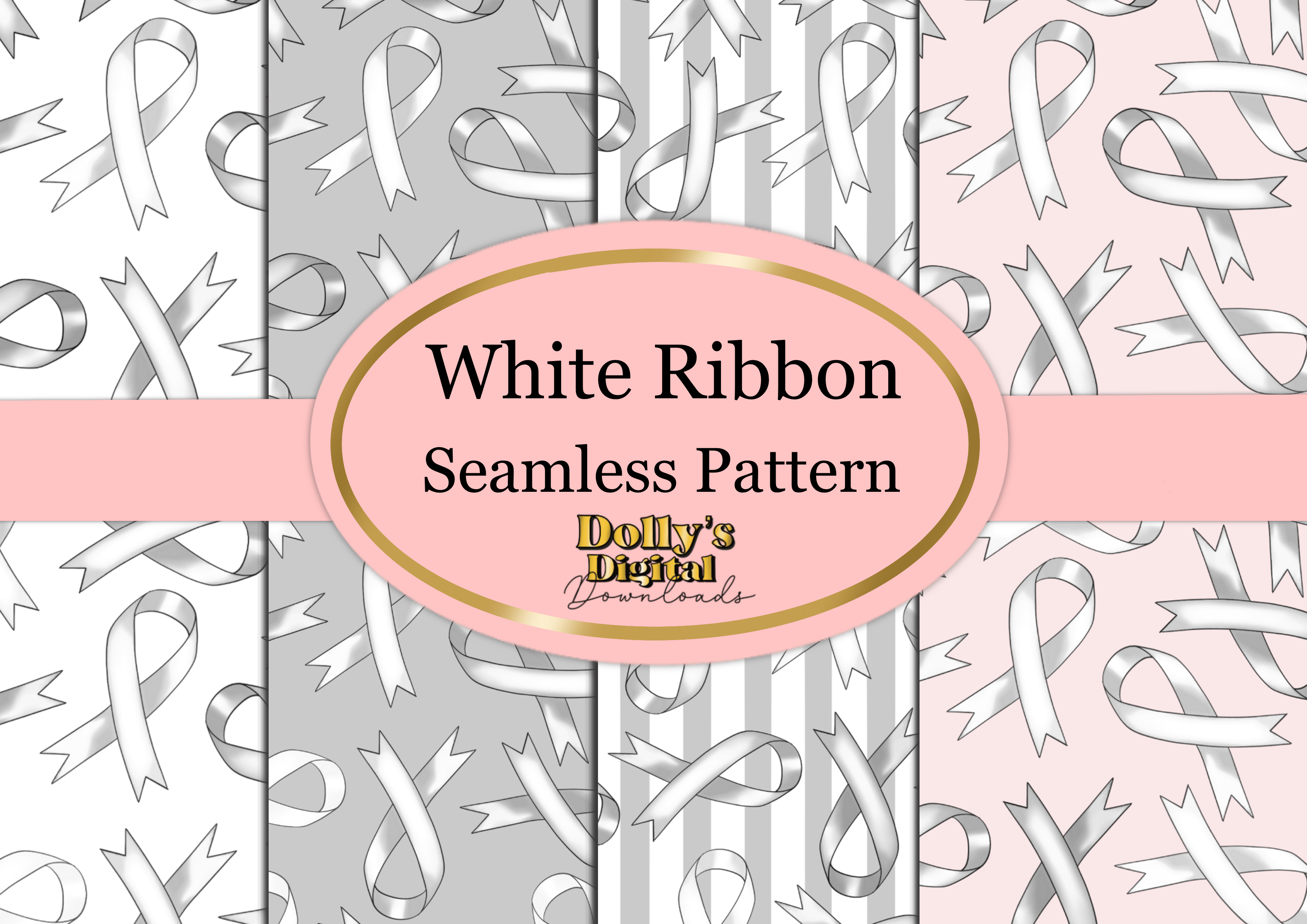 White Ribbon Seamless Patterns - Payhip