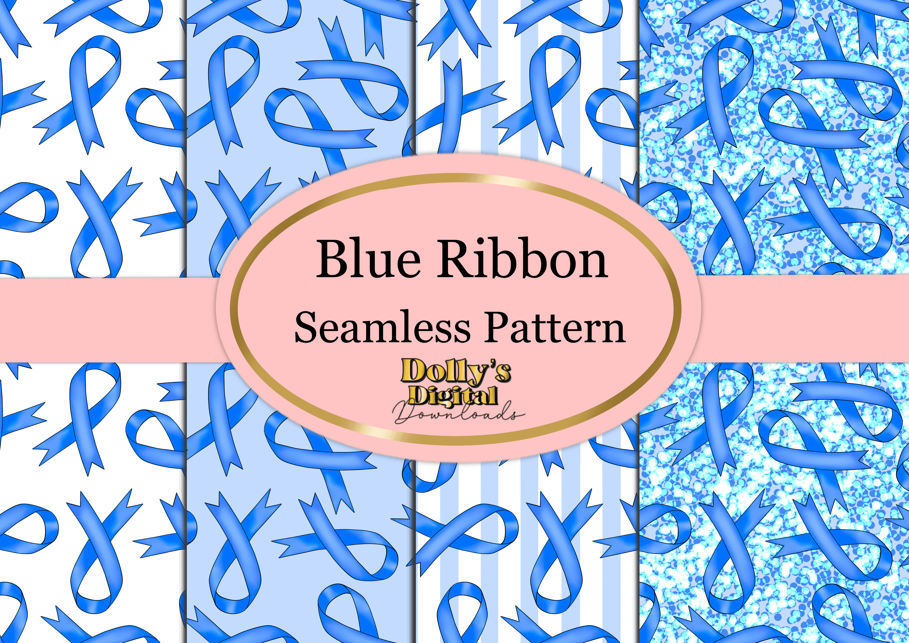 Blue Ribbin Pattern Blue Ribbon Seamless Patterns - Payhip