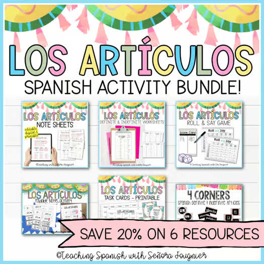 Spanish Definite and Indefinite Articles Bundle | Worksheets & Practice