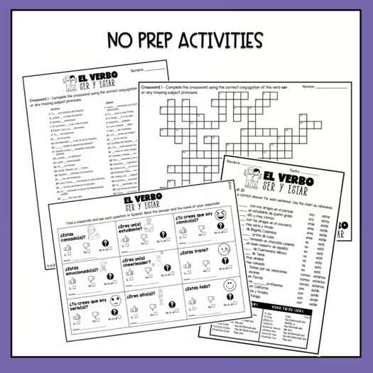 Verb to be in Spanish Bundle - Verbo Ser y Estar
