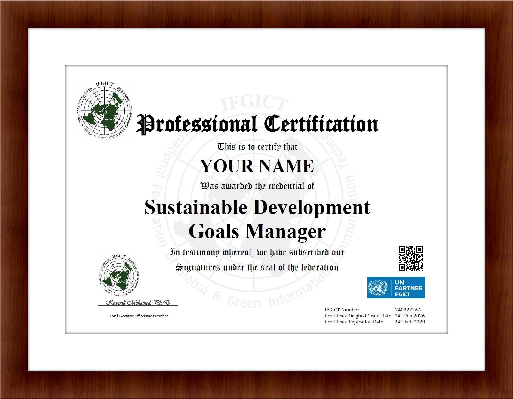 SUSTAINABLE DEVELOPMENT GOALS MANAGER CERTIFICATION (SDGM)