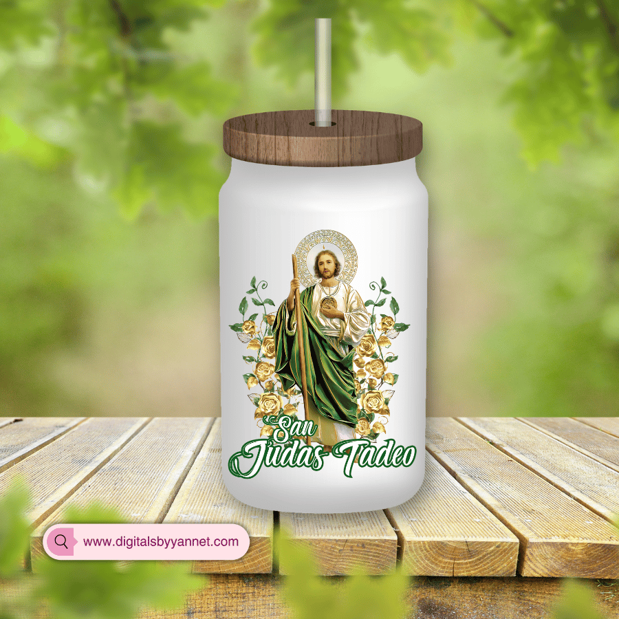 Honor San Judas Tadeo with this powerful printable PNG design. Features bold typography and detailed saint artwork perfect for custom Catholic apparel and gifts. Transparent background included for seamless printing.
