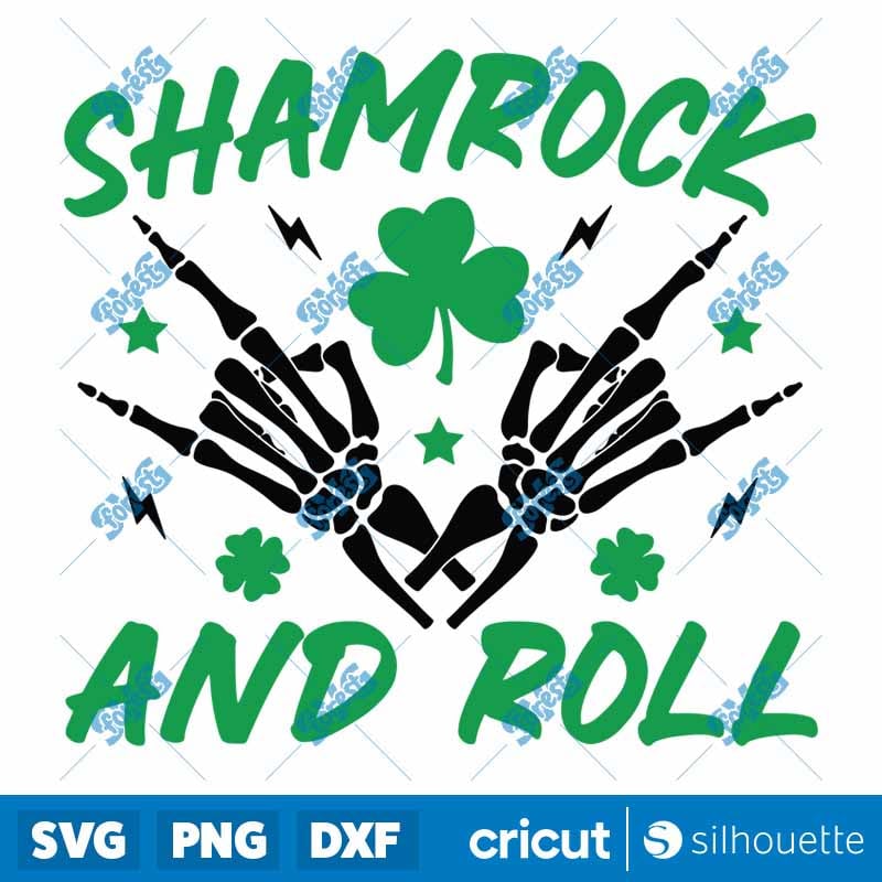 Shamrock and Roll SVG - St. Patricks Day Retro Rocker Cut File for Cricut