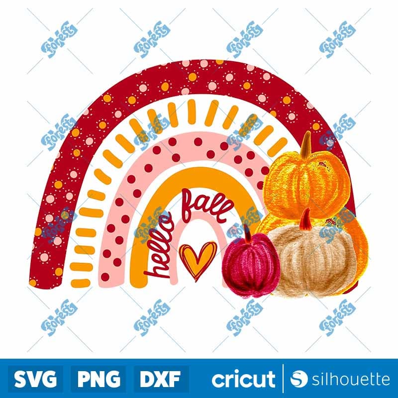 Hello Fall Rainbow Sublimation PNG - Retro Autumn Shirt Design