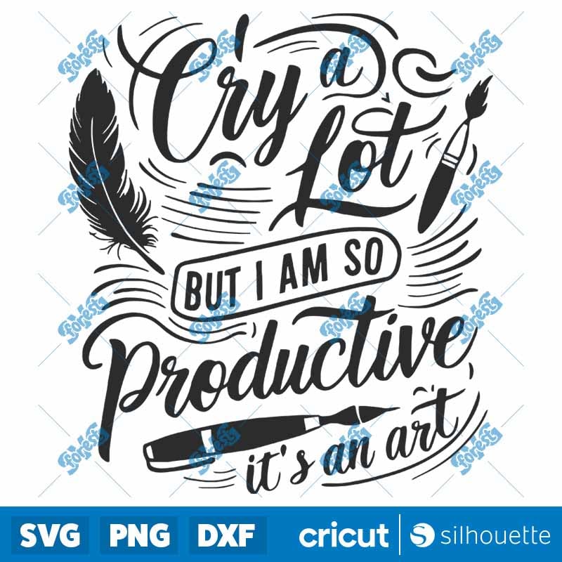 Vintage I Cry A Lot But I Am So Productive SVG - Funny Retro Skeleton Cut File